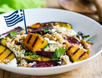 GRIECHISCHER KRÄUTERKÄSE MIT GEBRATENEM GEMÜSE